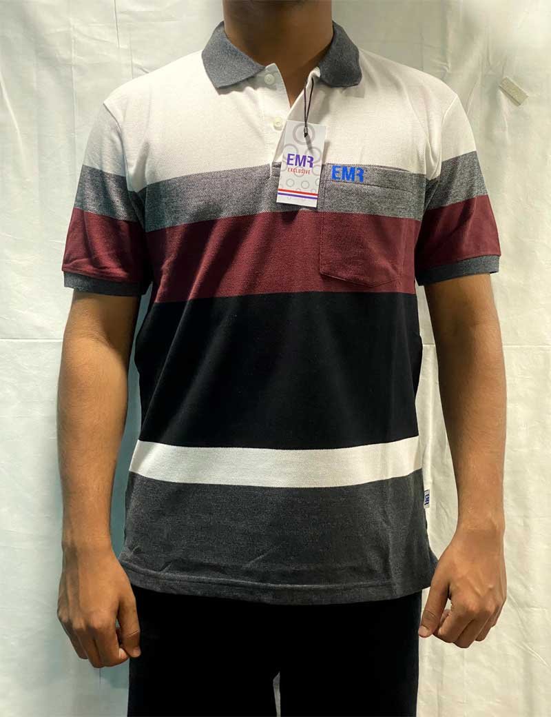 Striped Polo T-shirt Black