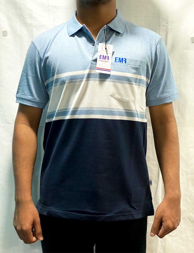 Striped Polo T-shirt Blue
