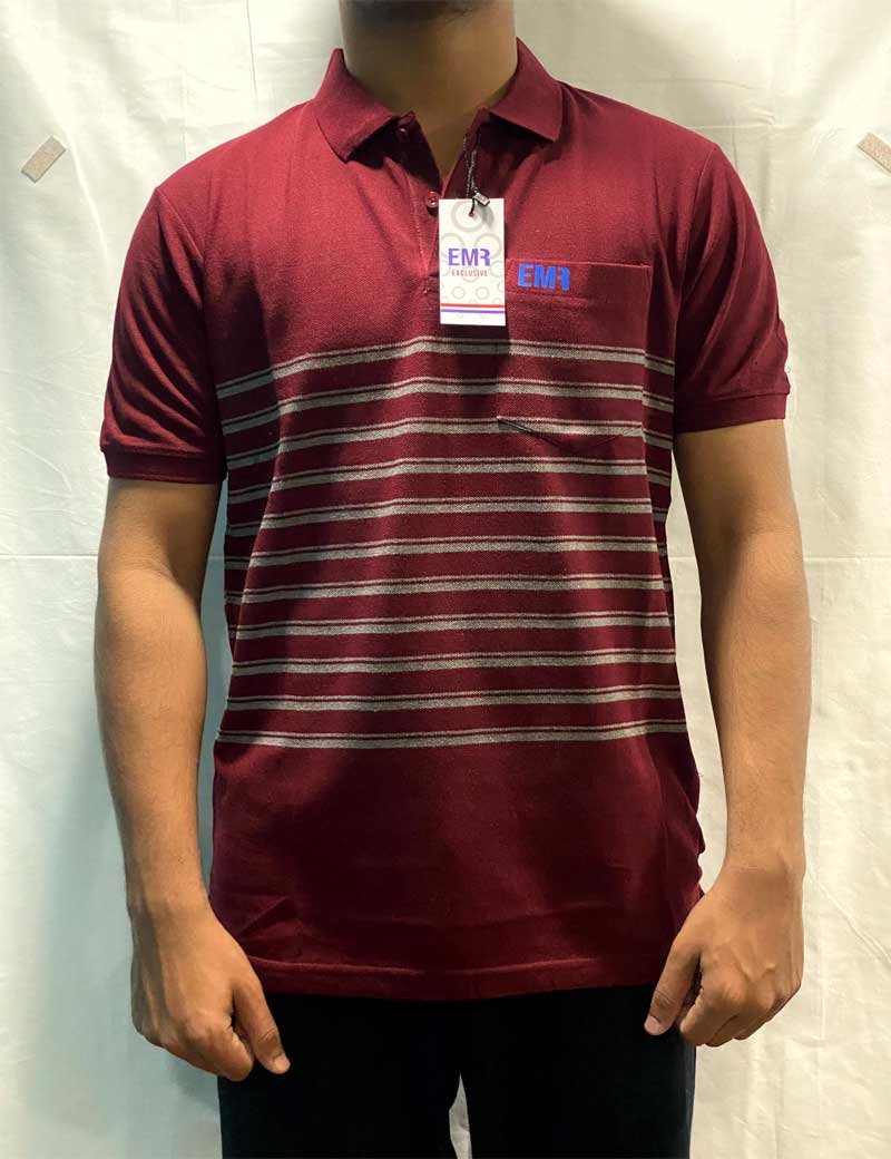 Striped Polo T-shirt Red
