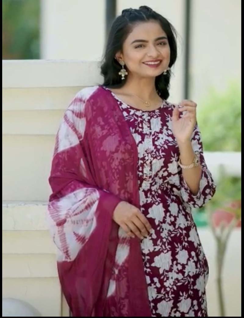 Printed Designed Kurta with Pant and Dupatta