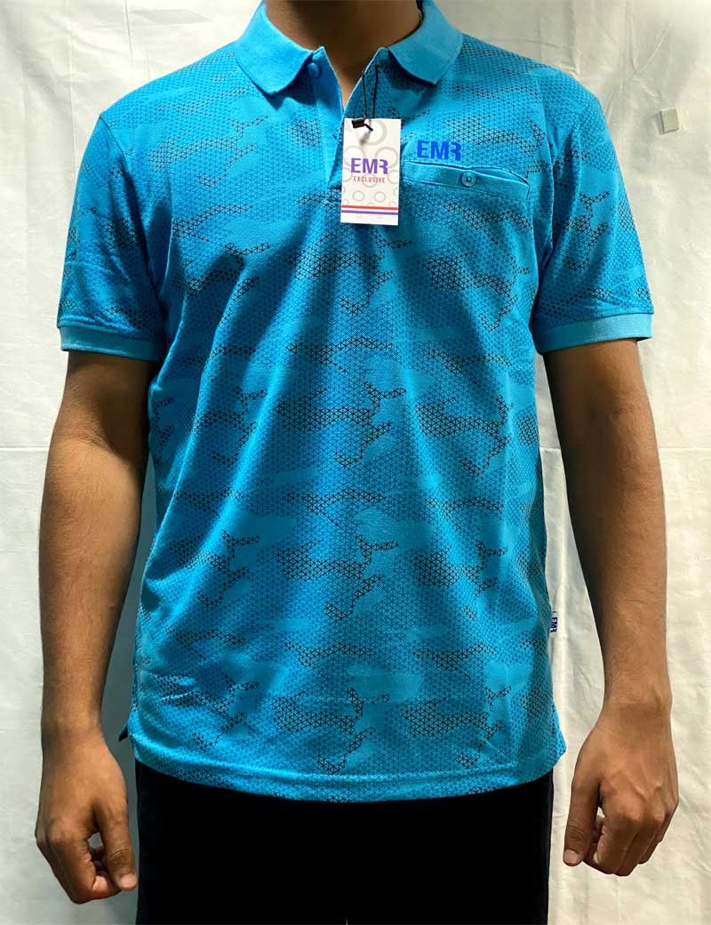 Printed Polo T-shirt Blue